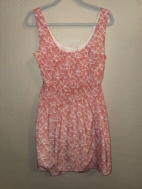Annabella Coral Pink Geometric Mini Dress Back Cutout Summer Beach Party M